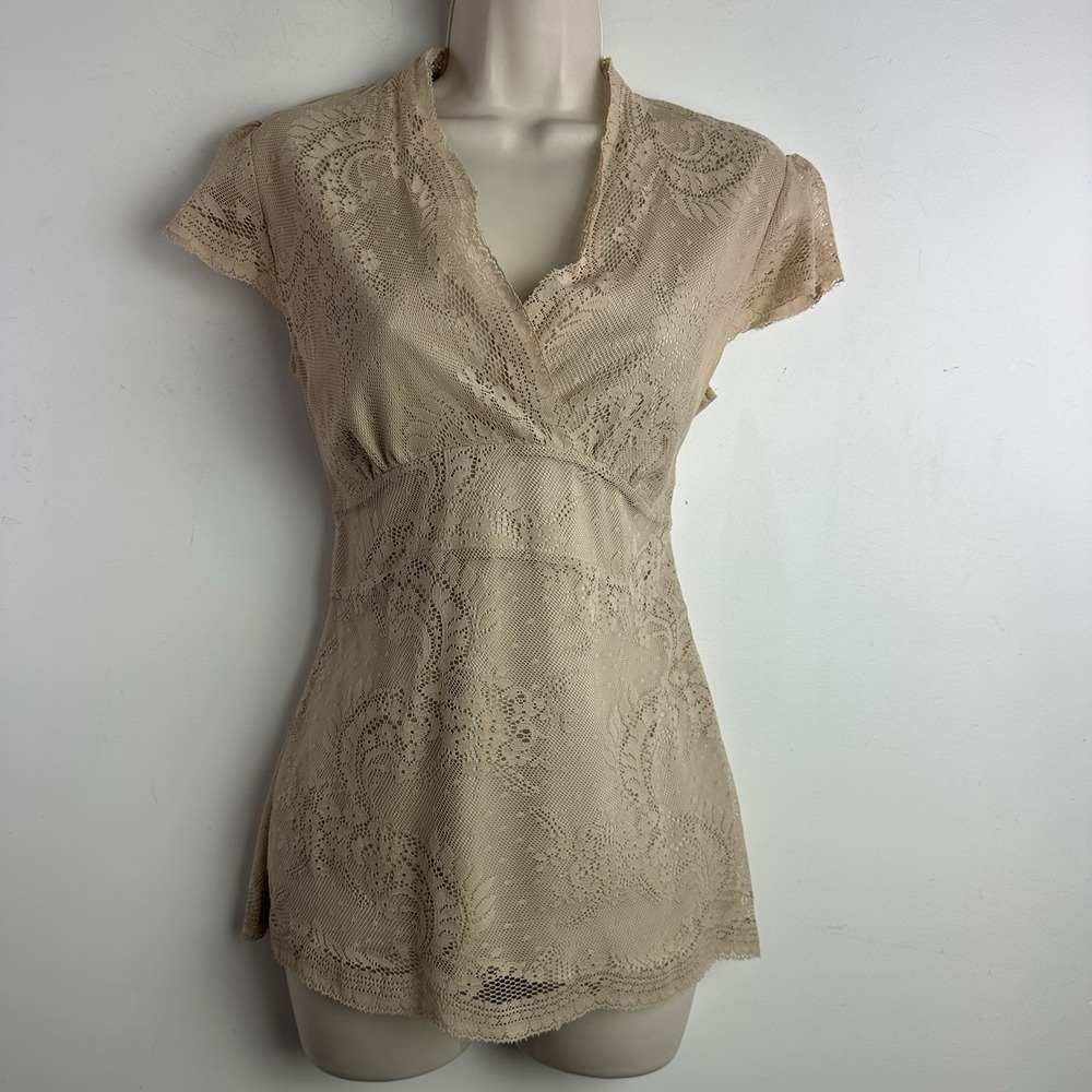 Vintage Y2K Womens Babydoll Top Size Med Lace 90s Fairy Coquette Festival